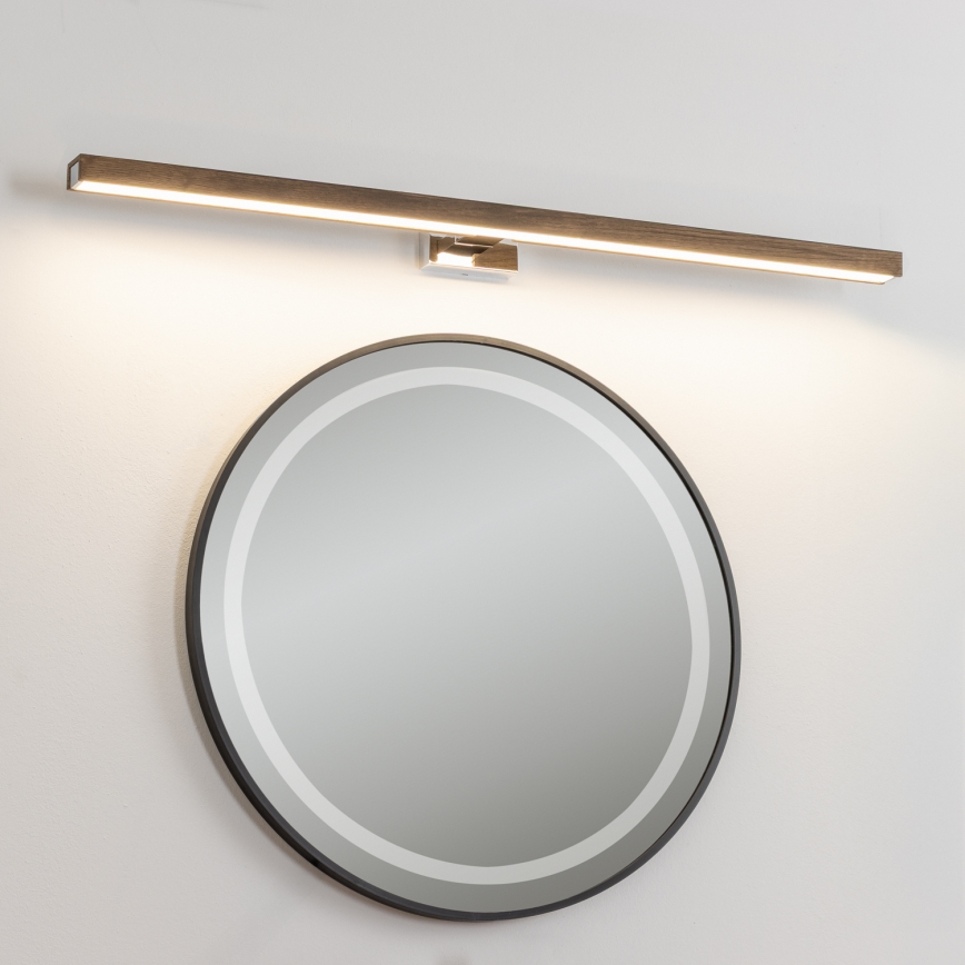 Brilagi - LED Koupelnové osvětlení zrcadla WOODY MIRROR LED/15W/230V 90 cm IP44 dub ořech/lesklý chrom