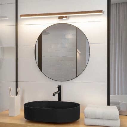 Brilagi - LED Koupelnové osvětlení zrcadla WOODY MIRROR LED/15W/230V 90 cm IP44 dub ořech/lesklý chrom