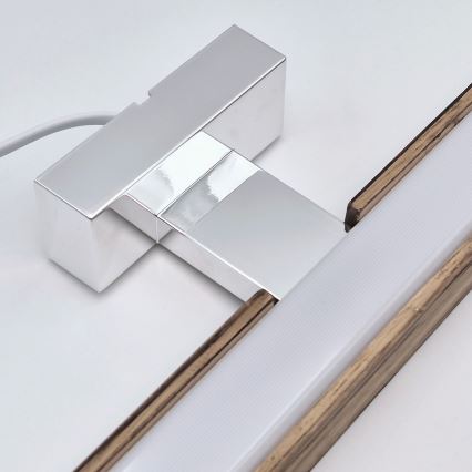 Brilagi - LED Koupelnové osvětlení zrcadla WOODY MIRROR LED/15W/230V 90 cm IP44 dub ořech/lesklý chrom