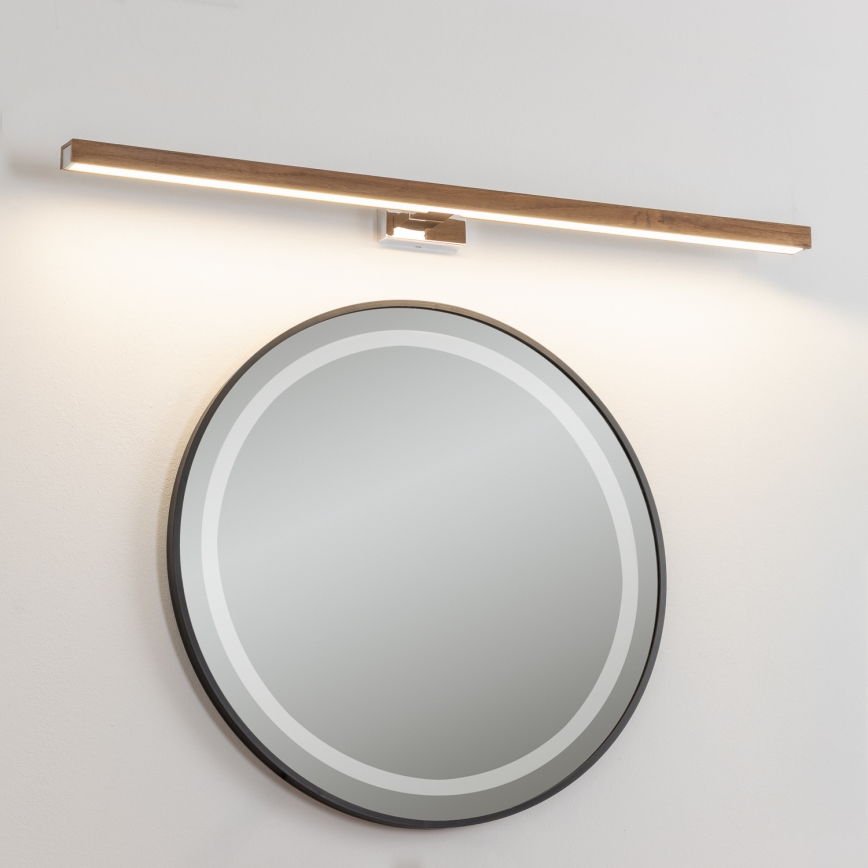 Brilagi - LED Koupelnové osvětlení zrcadla WOODY MIRROR LED/15W/230V 90 cm IP44 dub třešeň/lesklý chrom