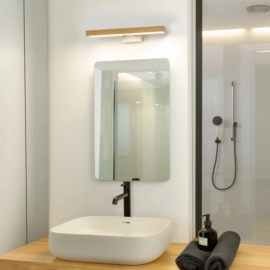 Brilagi - LED Koupelnové osvětlení zrcadla WOODY MIRROR LED/8W/230V 40 cm IP44 dub/bílá