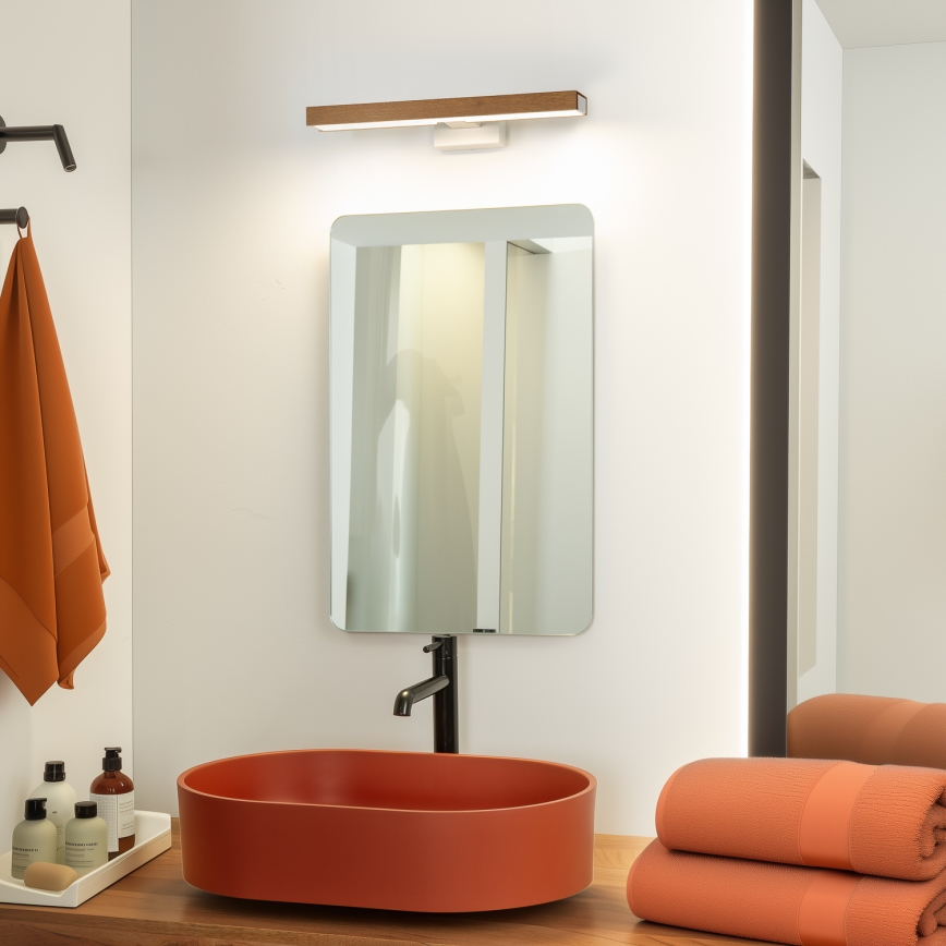 Brilagi - LED Koupelnové osvětlení zrcadla WOODY MIRROR LED/8W/230V 40 cm IP44 dub třešeň/bílá