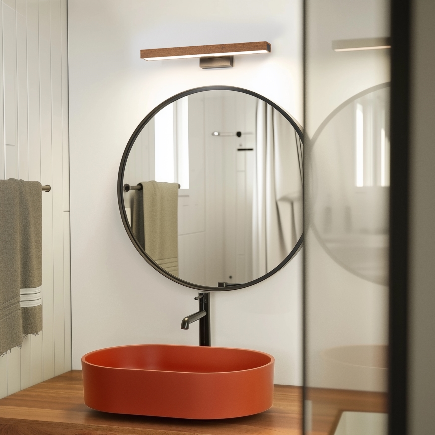 Brilagi - LED Koupelnové osvětlení zrcadla WOODY MIRROR LED/8W/230V 40 cm IP44 dub třešeň/černá
