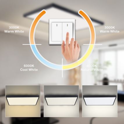 Brilagi - LED Koupelnové stropní svítidlo FRAME LED/96W/230V 120x60 cm 3000/4000/6000K IP44 černá