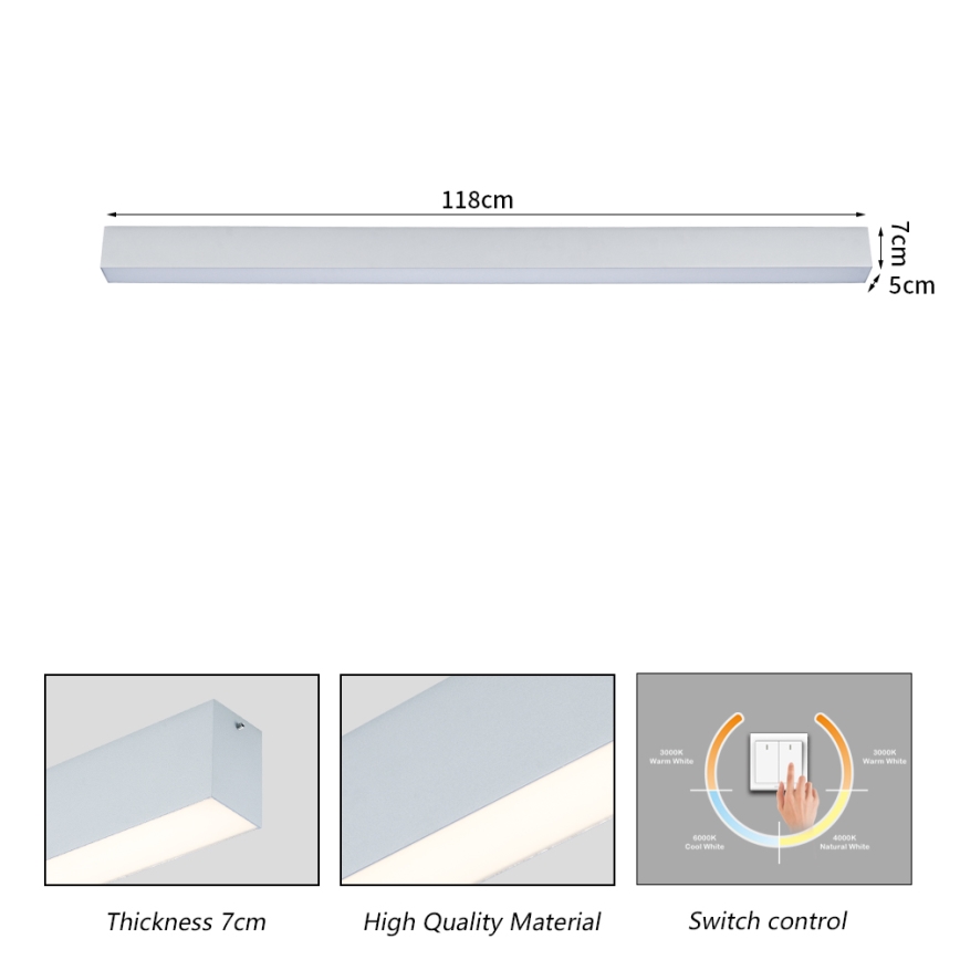 Brilagi - LED Koupelnové stropní svítidlo SLEEKLINE LED/40W/230V 3000/4500/6000K stříbrná IP44