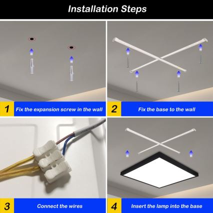 Brilagi - LED Koupelnové stropní svítidlo FRAME LED/50W/230V 3000/4000/6000K IP44 černá