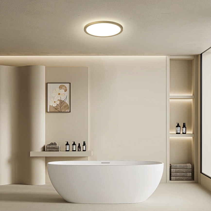 Brilagi - LED Koupelnové stropní svítidlo ULTRA SLIM LED/12W/230V pr. 22,5 cm zlatá IP54
