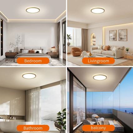 Brilagi - LED Koupelnové stropní svítidlo ULTRA SLIM LED/12W/230V pr. 22,5 cm zlatá IP54