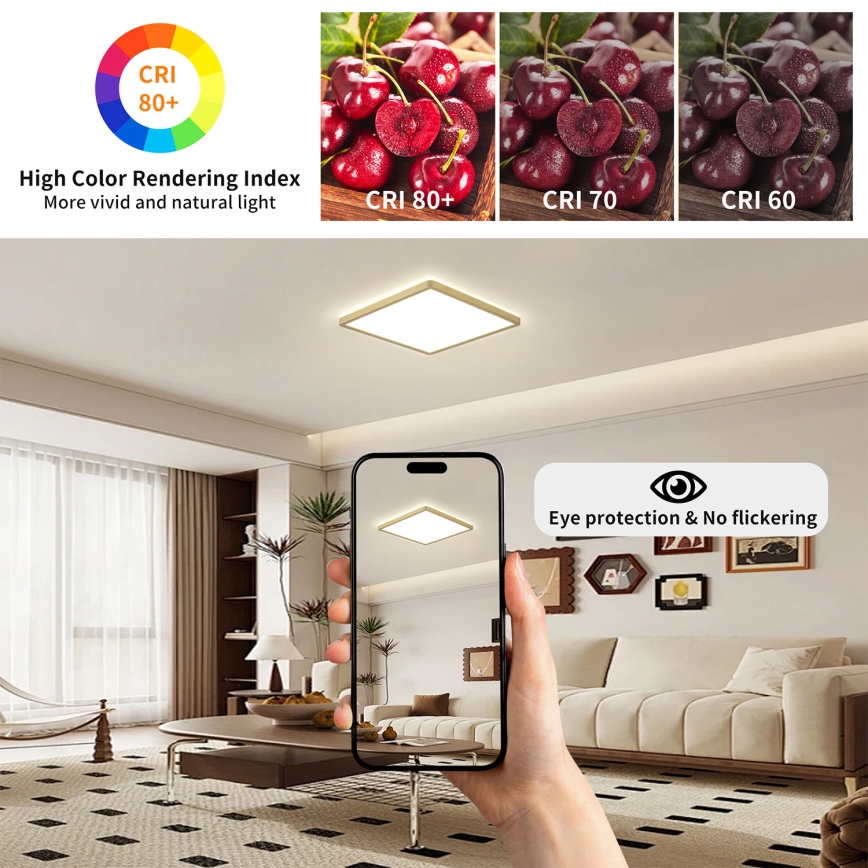 Brilagi - LED Koupelnové stropní svítidlo ULTRA SLIM LED/18W/230V 30x30 cm zlatá IP54