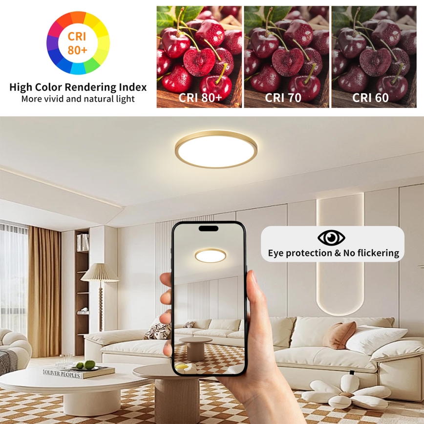 Brilagi - LED Koupelnové stropní svítidlo ULTRA SLIM LED/18W/230V pr. 30 cm zlatá IP54