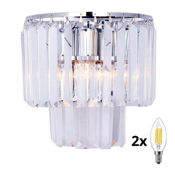 Brilagi - LED Křišťálové nástěnné svítidlo MOZART 2xE14/40W/230V lesklý chrom