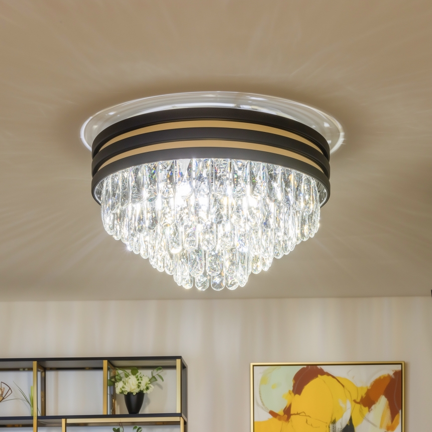 Brilagi - LED Křišťálové stropní svítidlo VELURE 5xE14/40W/230V černá