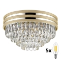 Brilagi - LED Křišťálové stropní svítidlo VELURE 5xE14/40W/230V zlatá