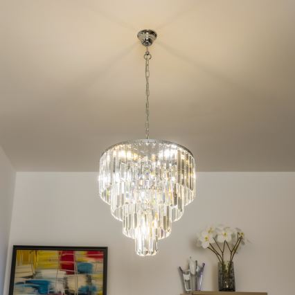 Brilagi - LED Křišťálový lustr na řetězu MOZART 5xE14/40W/230V lesklý chrom