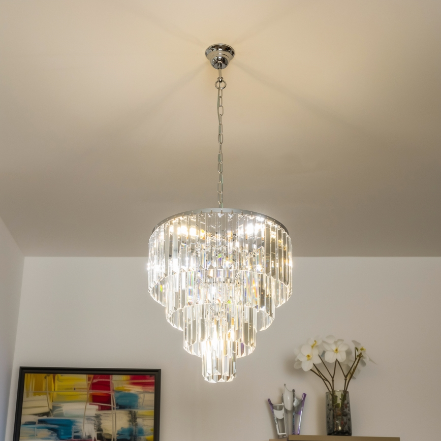 Brilagi - LED Křišťálový lustr na řetězu MOZART 5xE14/40W/230V lesklý chrom