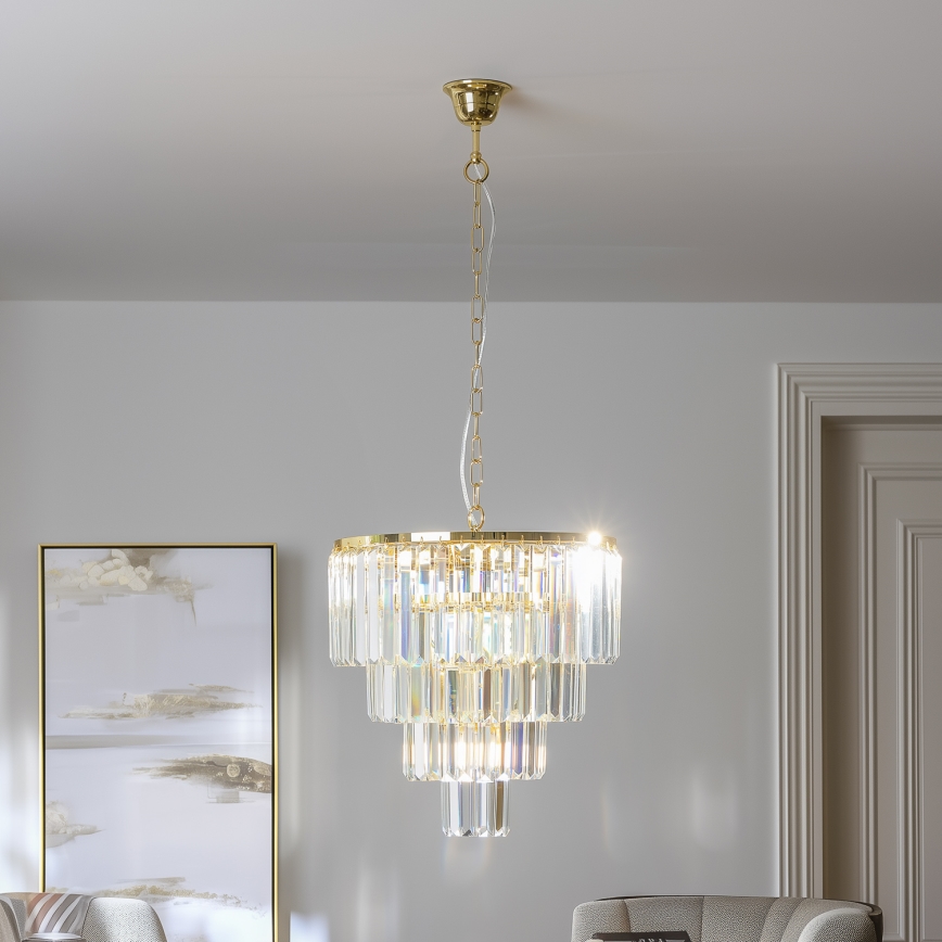 Brilagi - LED Křišťálový lustr na řetězu MOZART 5xE14/40W/230V zlatá