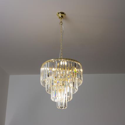 Brilagi - LED Křišťálový lustr na řetězu MOZART 5xE14/40W/230V zlatá