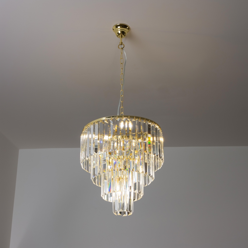 Brilagi - LED Křišťálový lustr na řetězu MOZART 5xE14/40W/230V zlatá