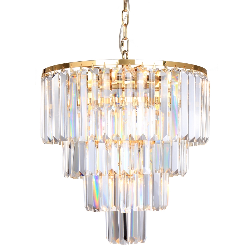 Brilagi - LED Křišťálový lustr na řetězu MOZART 5xE14/40W/230V zlatá