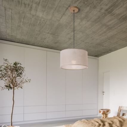 Brilagi - LED Lustr na lanku ANTHONY 1xE27/60W/230V dub/béžová