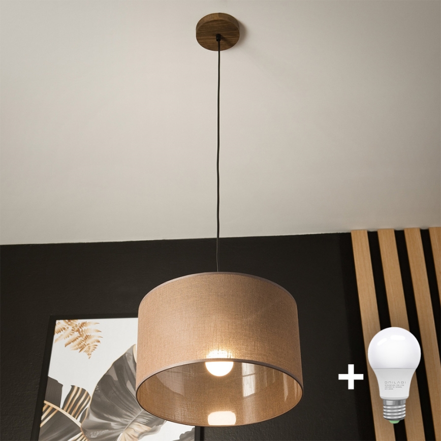 Brilagi - LED Lustr na lanku ANTHONY 1xE27/60W/230V dub ořech/hnědá