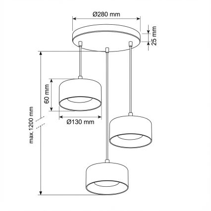 Brilagi - LED Lustr na lanku AURA LUX 3xGX53/30W/230V černá/zlatá