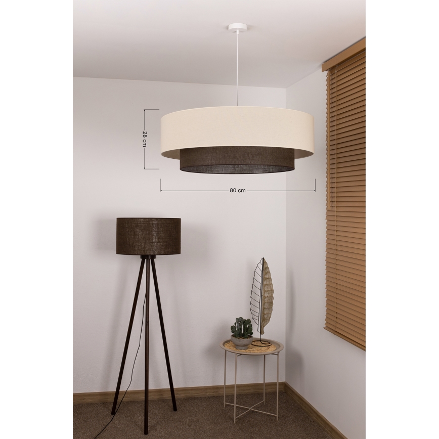 Brilagi - LED Lustr na lanku BOHO STYLE 3xE27/15W/230V pr. 80 cm krémová/hnědá