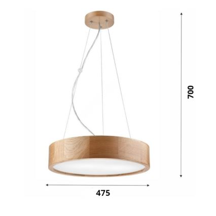 Brilagi - LED Lustr na lanku CARVALHO 3xE27/15W/230V dub pr. 47,5 cm