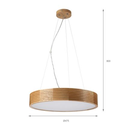 Brilagi - LED Lustr na lanku CARVALHO MODERN 3xE27/60W/230V dub pr. 47,5 cm