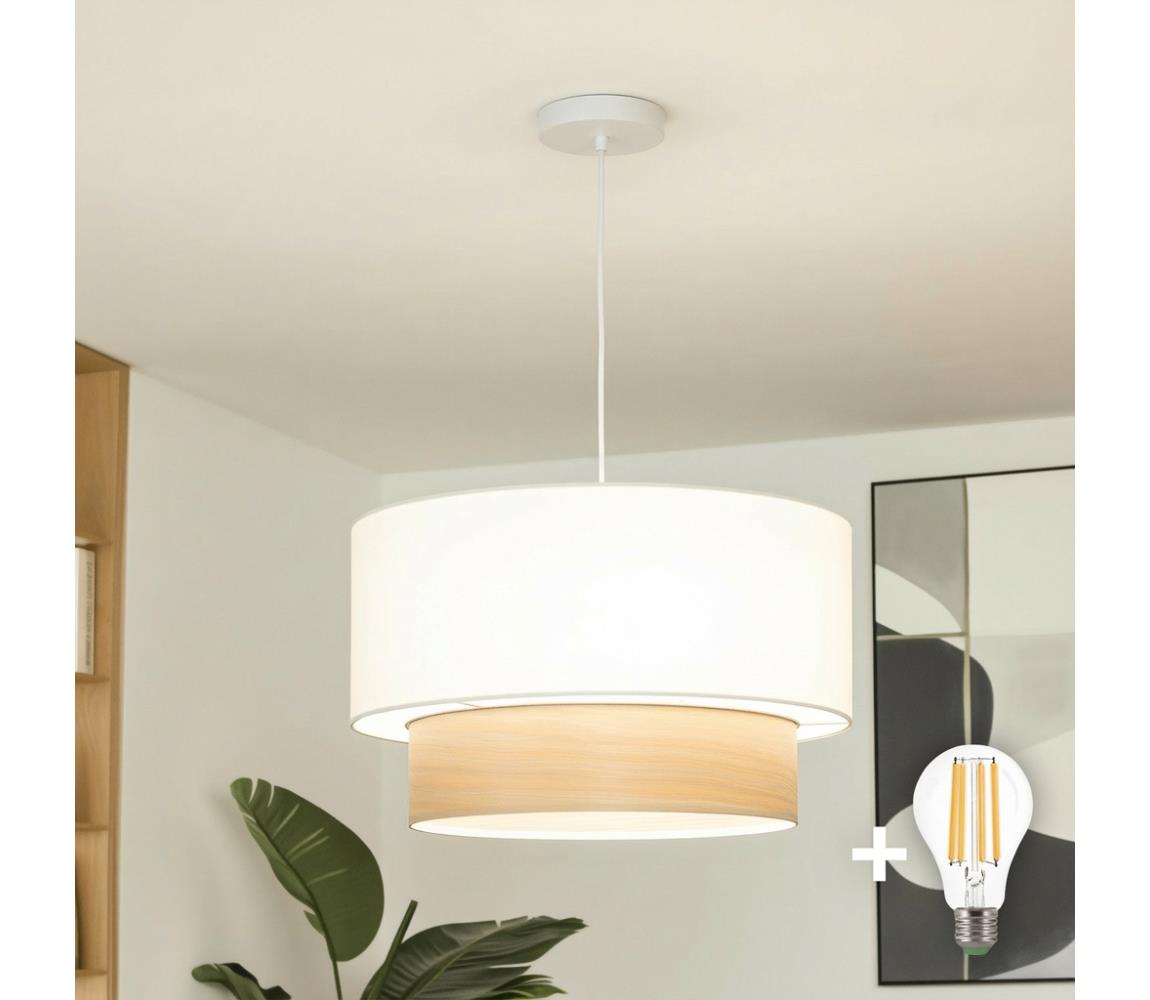 Brilagi - LED Lustr na lanku CERIA 1xE27/40W/230V pr. 50 cm bílá/béžová EG300171+EG781089