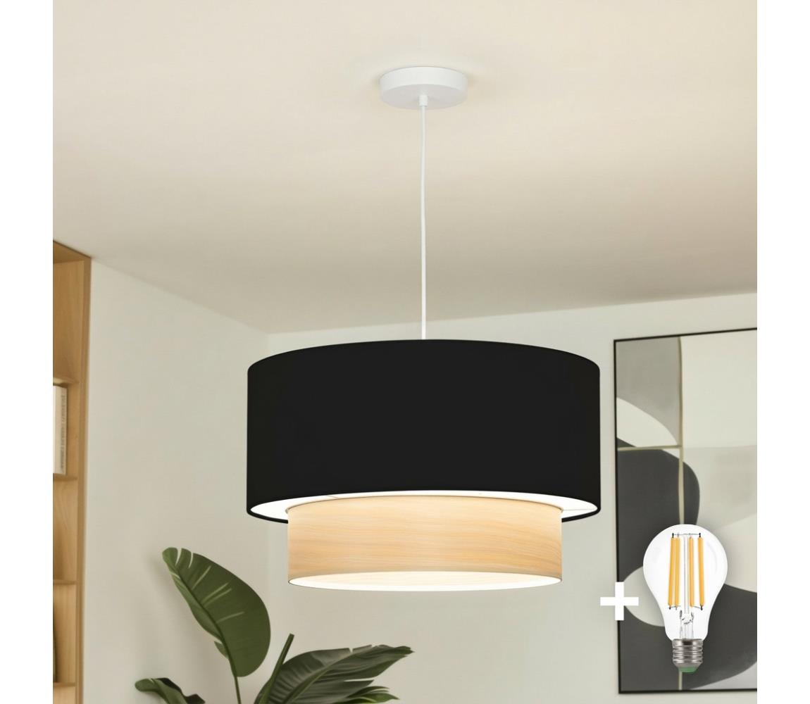 Brilagi - LED Lustr na lanku CERIA 1xE27/40W/230V pr. 50 cm černá/béžová EG300171+EG781091