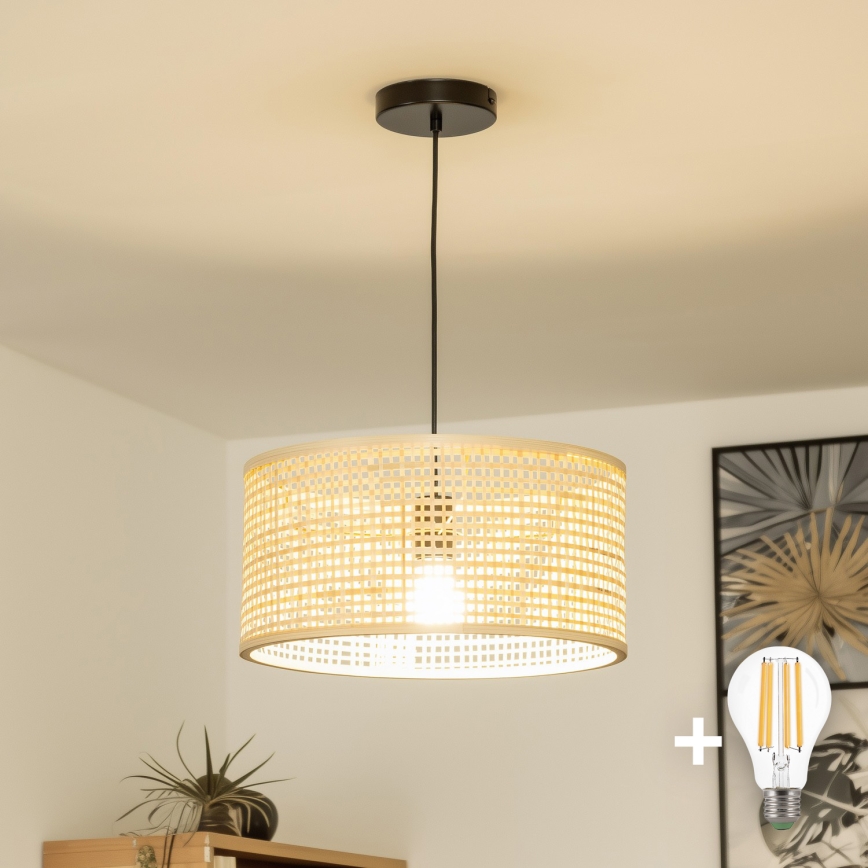 Brilagi - LED Lustr na lanku CERIA BOHO 1xE27/40W/230V pr. 40 cm bambus