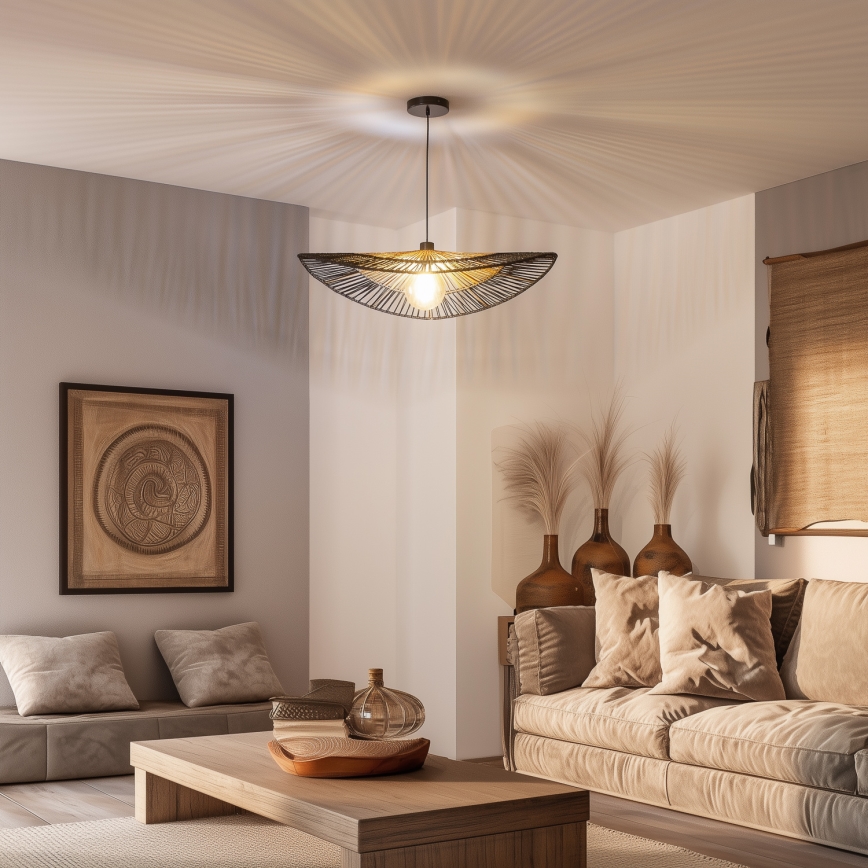 Brilagi - LED Lustr na lanku CERIA BOHO 1xE27/40W/230V pr. 50 cm černá/hnědá