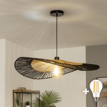 Brilagi - LED Lustr na lanku CERIA BOHO 1xE27/40W/230V pr. 80 cm černá/hnědá