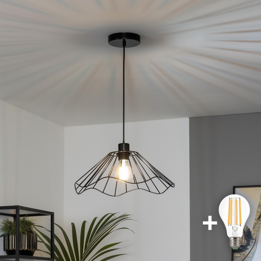 Brilagi - LED Lustr na lanku CERIA WIRE 1xE27/40W/230V pr. 40 cm černá