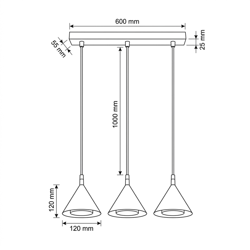 BRILAGI - LED Lustr na lanku CONE TRIPLE 3xGX53/15W/230V bílá
