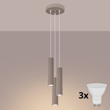 Brilagi - LED Lustr na lanku CRESTO 3xGU10/10W/230V taupe