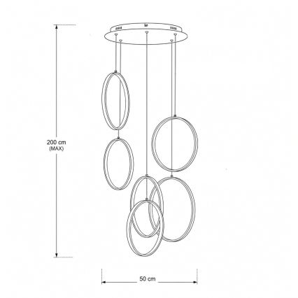 BRILAGI - LED Lustr na lanku ECHO LED/80W/230V 4000K pr. 50 cm černá