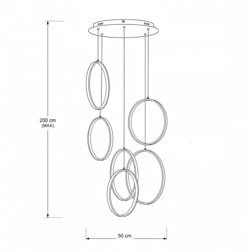 BRILAGI - LED Lustr na lanku ECHO LED/80W/230V 4000K pr. 50 cm černá