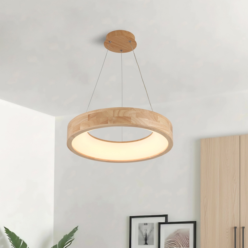 Brilagi - LED Lustr na lanku FALCON WOOD LED/30W/230V 3000/4000/6000K pr. 45 cm dřevo