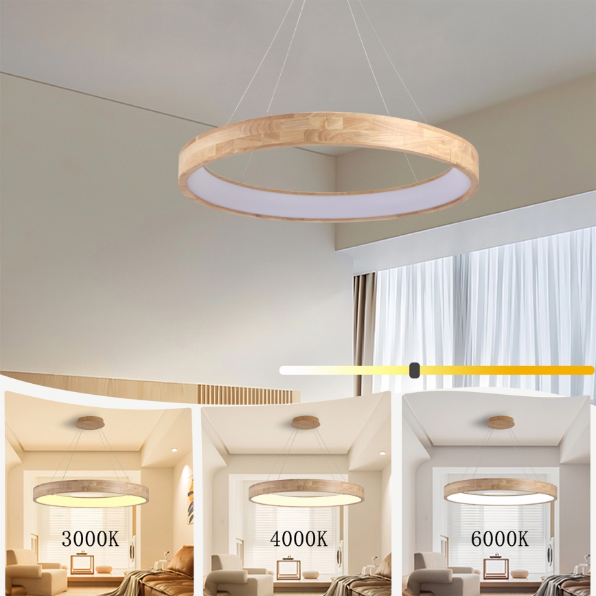 Brilagi - LED Lustr na lanku FALCON WOOD LED/60W/230V 3000/4000/6000K pr. 80 cm dřevo