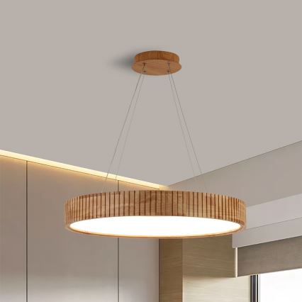 Brilagi - LED Lustr na lanku FALCON WOOD MODERN LED/40W/230V 3000/4000/6000K pr. 60 cm dřevo