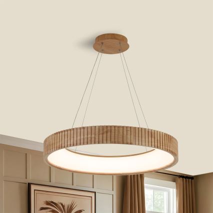 Brilagi - LED Lustr na lanku FALCON WOOD MODERN LED/40W/230V 3000/4000/6000K pr. 60 cm dřevo