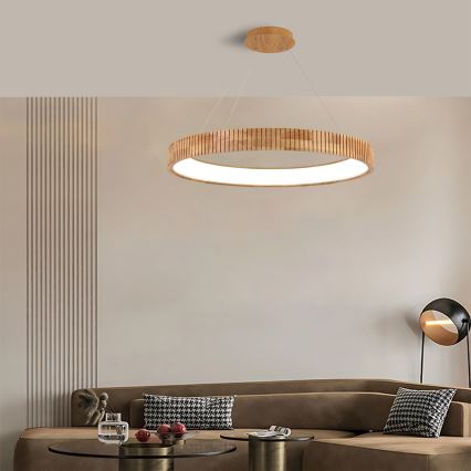 Brilagi - LED Lustr na lanku FALCON WOOD MODERN LED/60W/230V 3000/4000/6000K pr. 80 cm dřevo