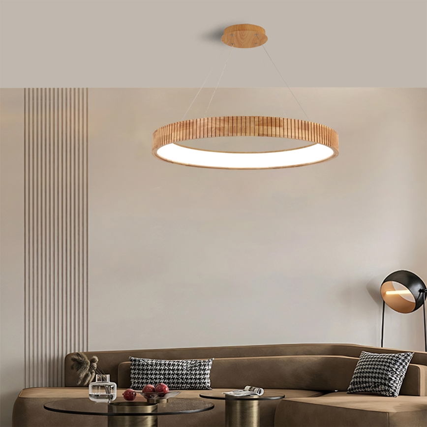Brilagi - LED Lustr na lanku FALCON WOOD MODERN LED/60W/230V 3000/4000/6000K pr. 80 cm dřevo