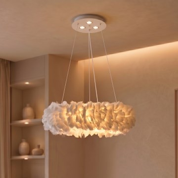 Brilagi - LED Lustr na lanku FEATHER 3xE27/40W/230V + 3xLED/3W pr. 40 cm bílá