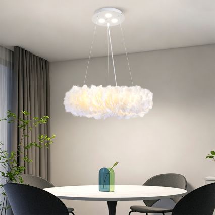 BRILAGI - LED Lustr na lanku FEATHER 3xE27/40W/230V + 3xLED/3W pr. 40 cm bílá
