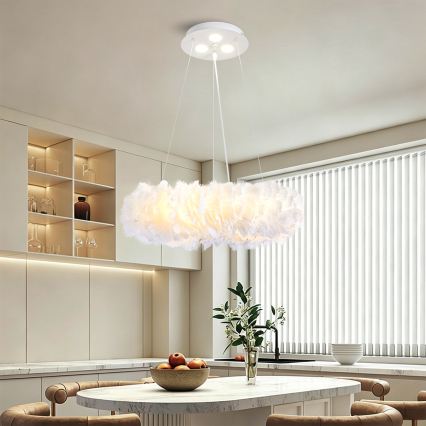 BRILAGI - LED Lustr na lanku FEATHER 3xE27/40W/230V + 3xLED/3W pr. 40 cm bílá