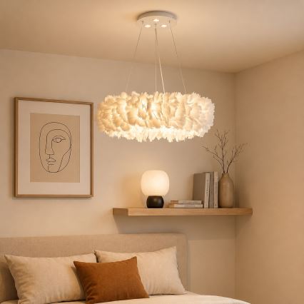 Brilagi - LED Lustr na lanku FEATHER 3xE27/40W/230V + 3xLED/3W pr. 40 cm bílá