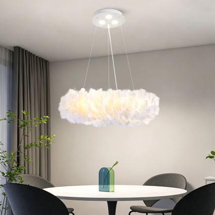 BRILAGI - LED Lustr na lanku FEATHER 3xE27/40W/230V + 3xLED/3W pr. 50 cm bílá